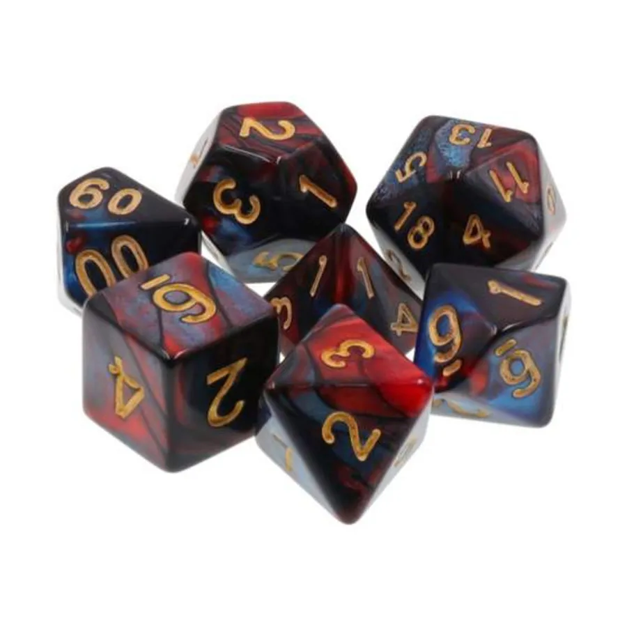 

Набор Poly — Голубая кровь с золотом (7), Dice Sets - Resin/Acrylic - Rainbow & Multi-Colored (Foam Brain Games)