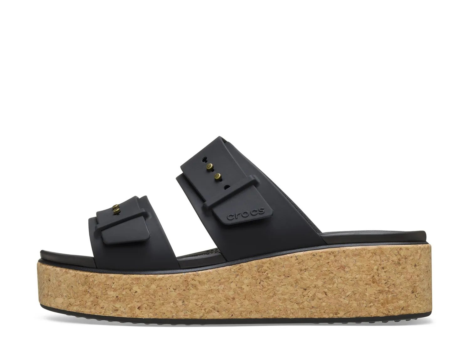Сандалии Crocs Brooklyn Cork Buckle Wedge Sandal - Women's, черный — фото 3