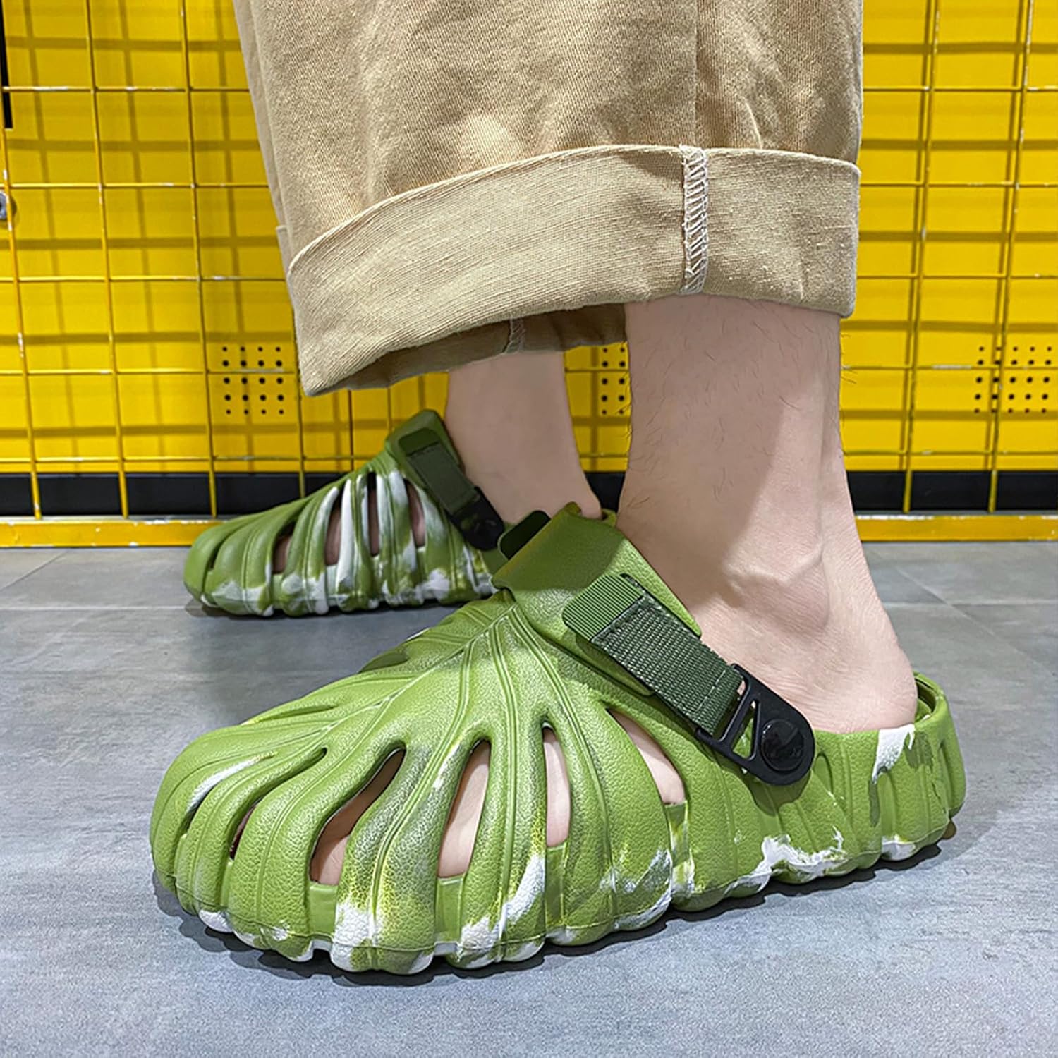 Тапочки Optigard Monstera для женщин и мужчин, толстая подошва из ЭВА, мягкие тапочки Monstera, нескользящие, быстросохнущие, дышащие пляжные шлепанцы Monstera, Greenb2 — фото 3