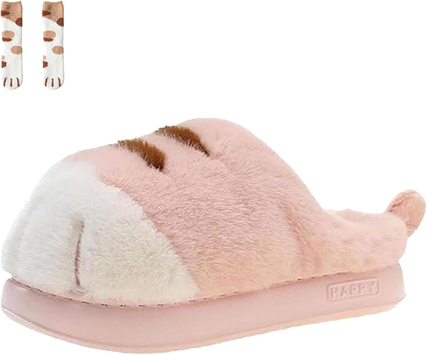 

Тапочки в виде кошачьих лапок 2026 года для женщин и мужчин, объемные пушистые тапочки с кошачьими лапками, теплые, уютные, нескользящие, для дома и улицы Generic, розовый