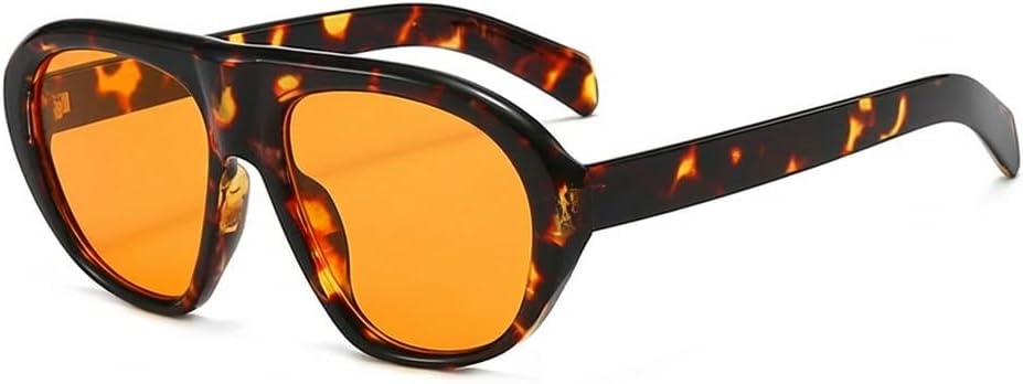 

Модные солнцезащитные очки Melrose Fashion Oversized Pilot для женщин, стильные массивные очки для мужчин в стиле панк с градиентным переходом цвета и защитой от УФ-излучения UV400, Leopard/Orange