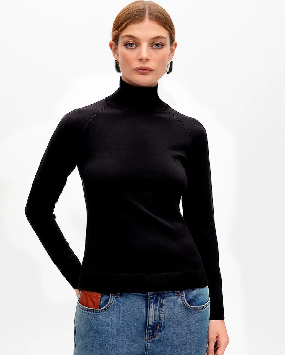 

Женский топ из эластичной ткани с длинным рукавом Lola Casademunt, черный