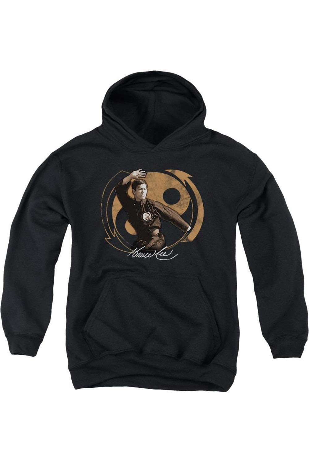 

Брюс Ли в позе Джит Кун До молодежная толстовка с капюшоном Gildan, черный