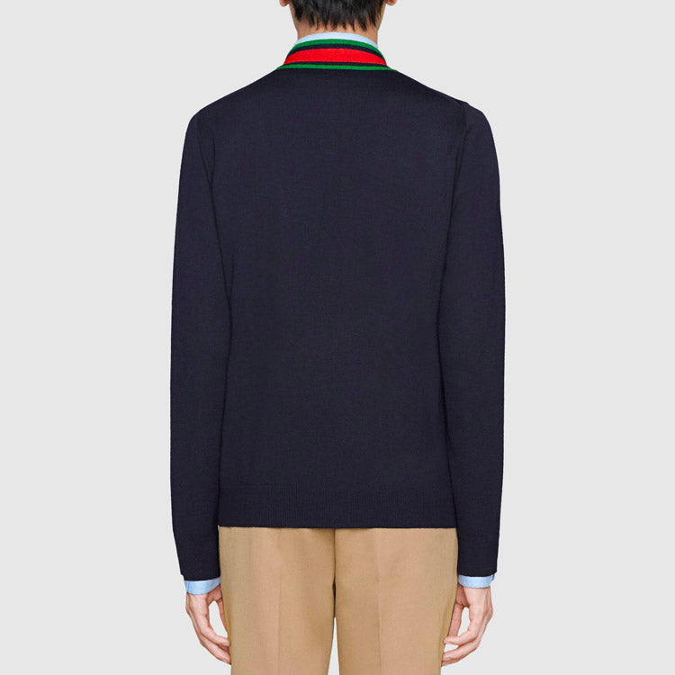 Кардиган Gucci Knit Wool Cardigan 'Blue' 576806-XKAUL-4548, темно-синий — фото 4