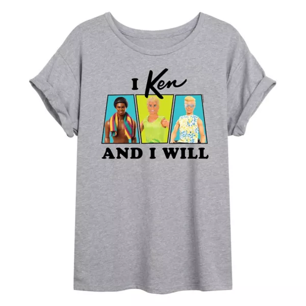 

Футболка оверсайз Juniors' i ken and i will Barbie, серый