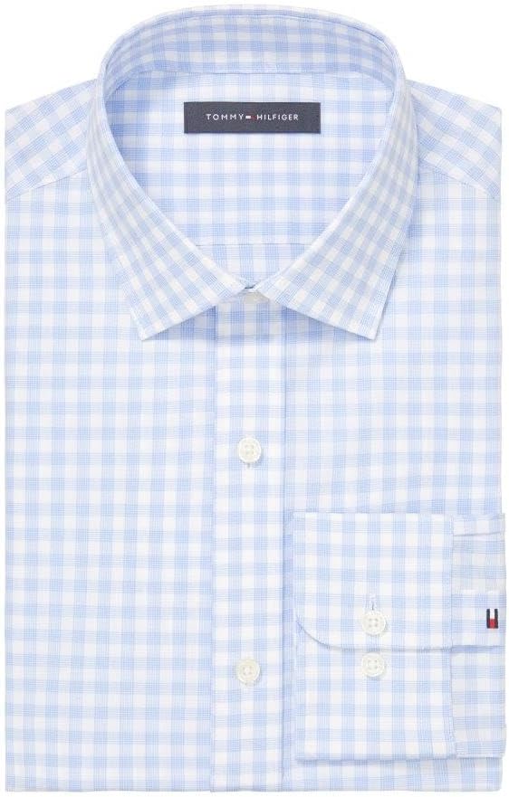 Мужская классическая рубашка Tommy Hilfiger, стандартный крой, базовые вещи, Bluebird — фото 3