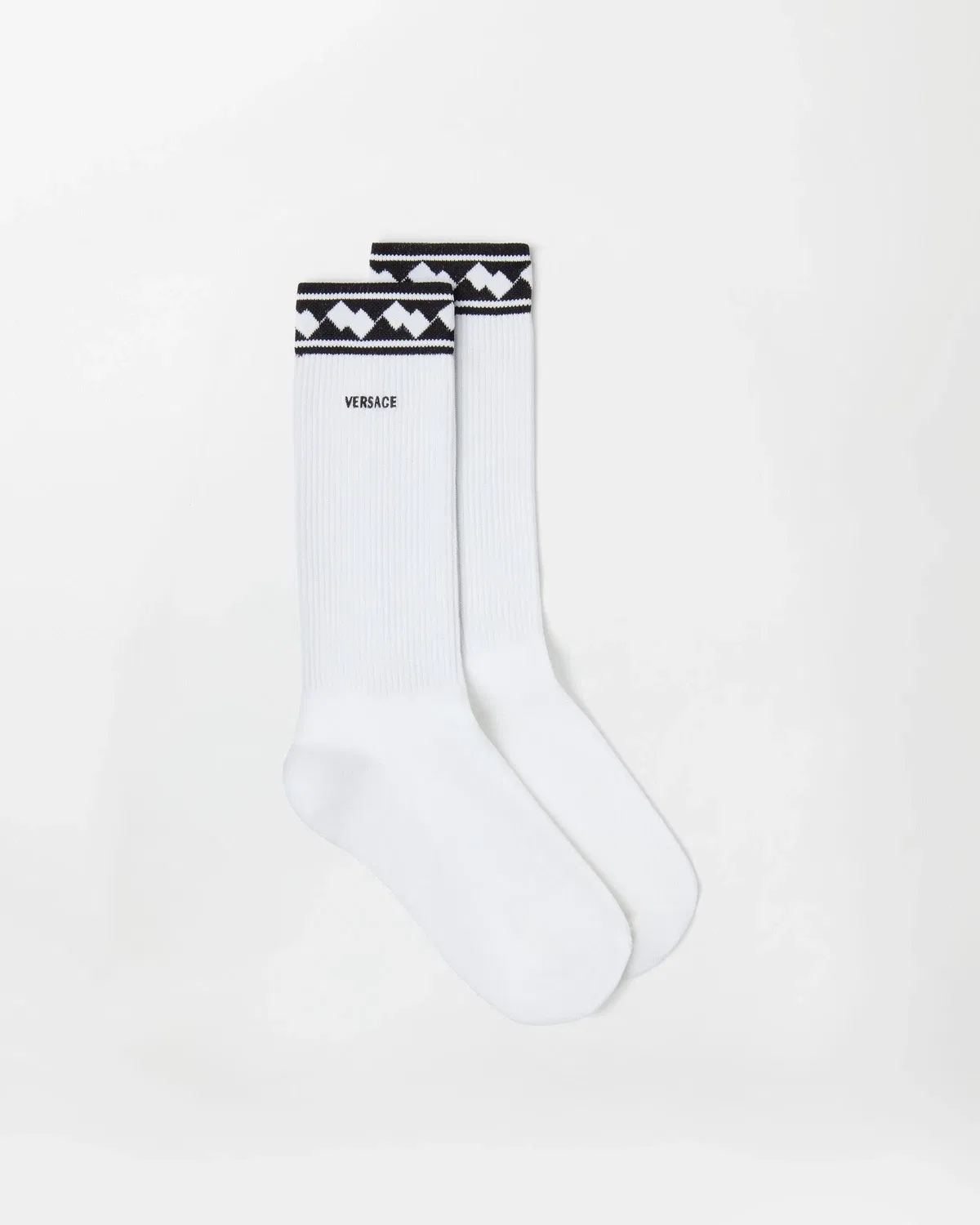 Вышитые хлопковые рифленые носки VERSACE, белый