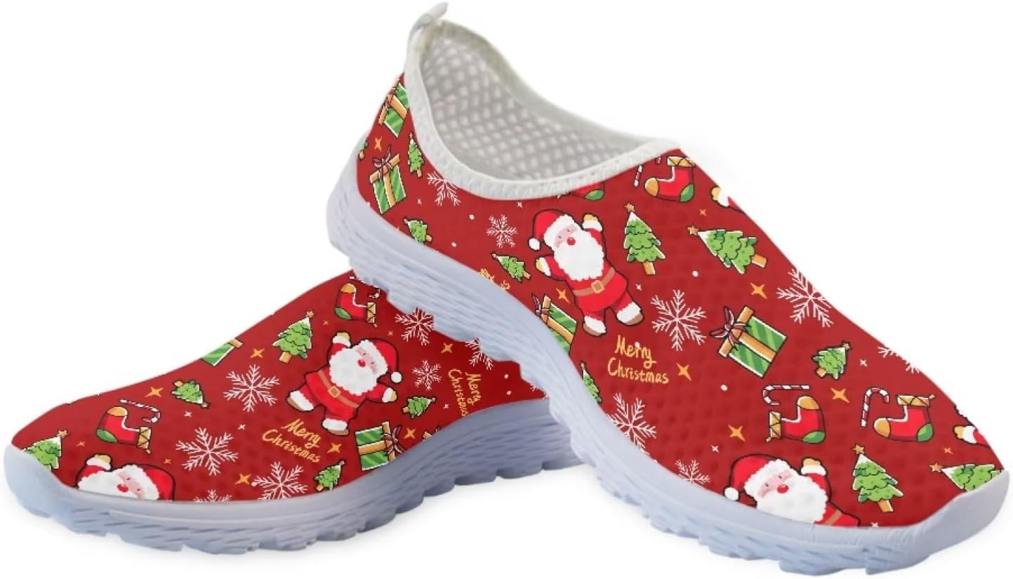 

Кроссовки Belidome с животным принтом на шнуровке для взрослых женщин и мужчин, легкие, дышащие и удобные, Christmas Snowflake Santa Claus