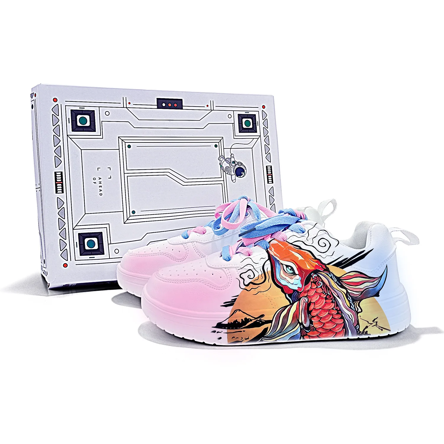 Кроссовки низкие повседневные unisex ZUOLENGCHAN, белый-Carp Jumping over The Dragon Gate-ZLA2167D — фото 4