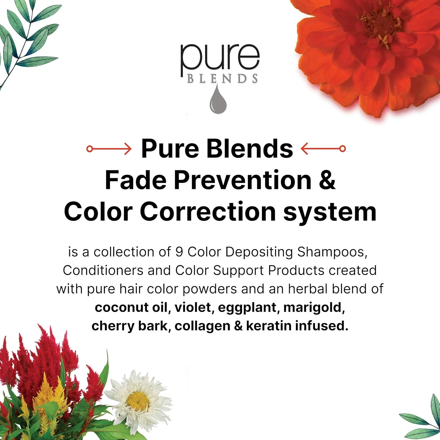 Pure Blends шампунь и кондиционер для обновления цвета Red, 1 л, для осветления и тонирования выцветших волос, предотвращает вымывание цвета и продлевает стойкость окрашивания, полуперманентная краска для волос — фото 4