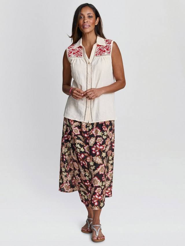 

Рубашка Claude без рукавов с вышивкой Gina Bacconi, Beige