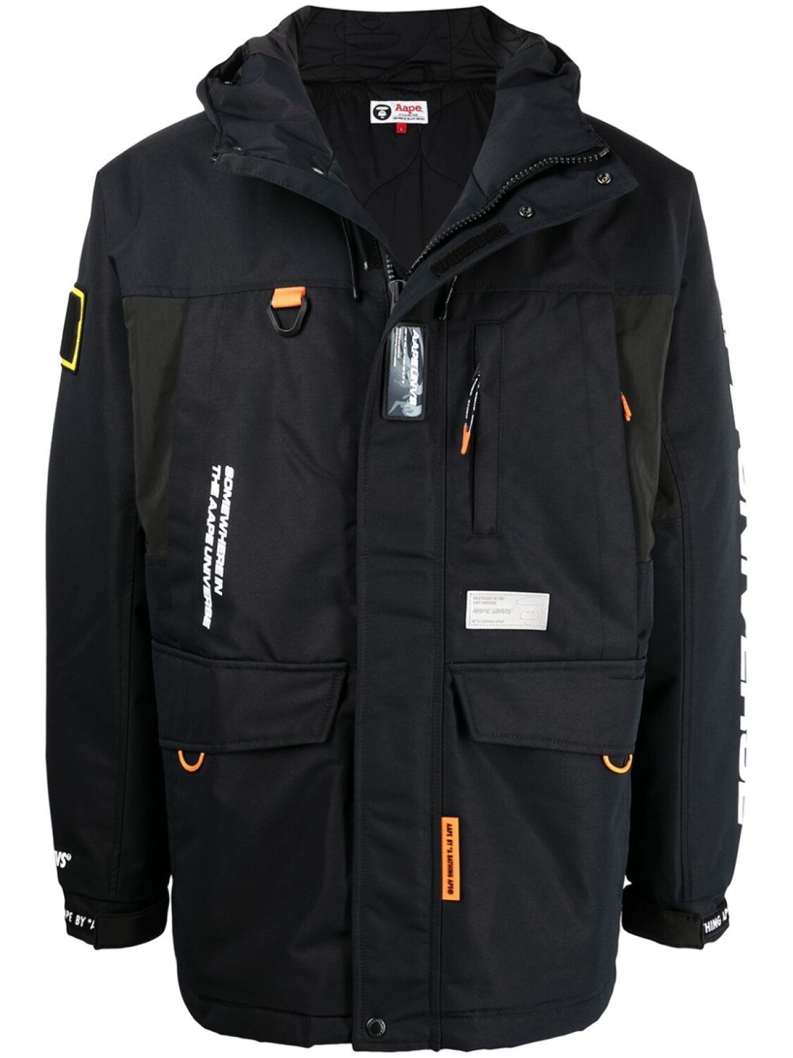 

AAPE BY *A BATHING APE куртка с капюшоном и логотипом, черный