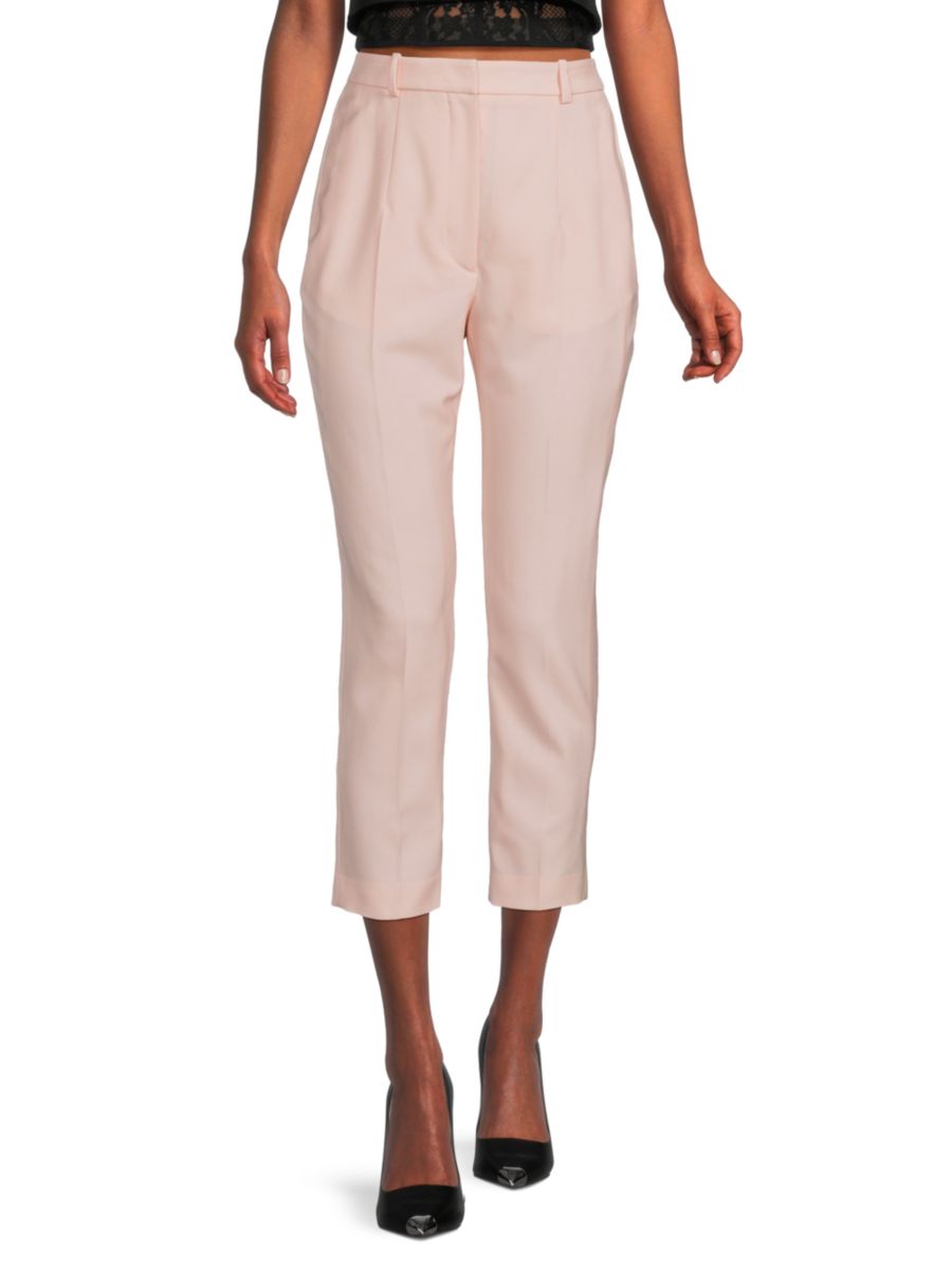 

Укороченные брюки из натуральной шерсти с высокой талией Alexander McQueen, цвет Tea Rose