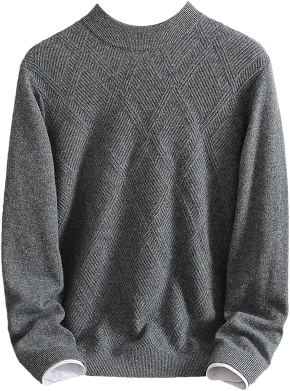 

Мужской зимний свитер Kelsiop из 100% кашемира, полуводолазка, вязаный ромб, тонкий, утепляющий