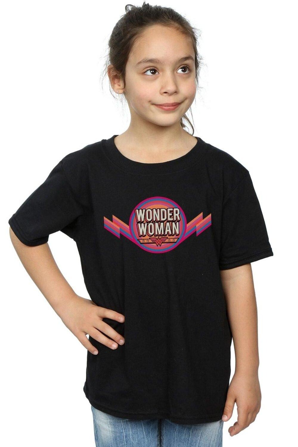 

Хлопковая футболка с радужным логотипом Wonder Woman DC Comics, черный