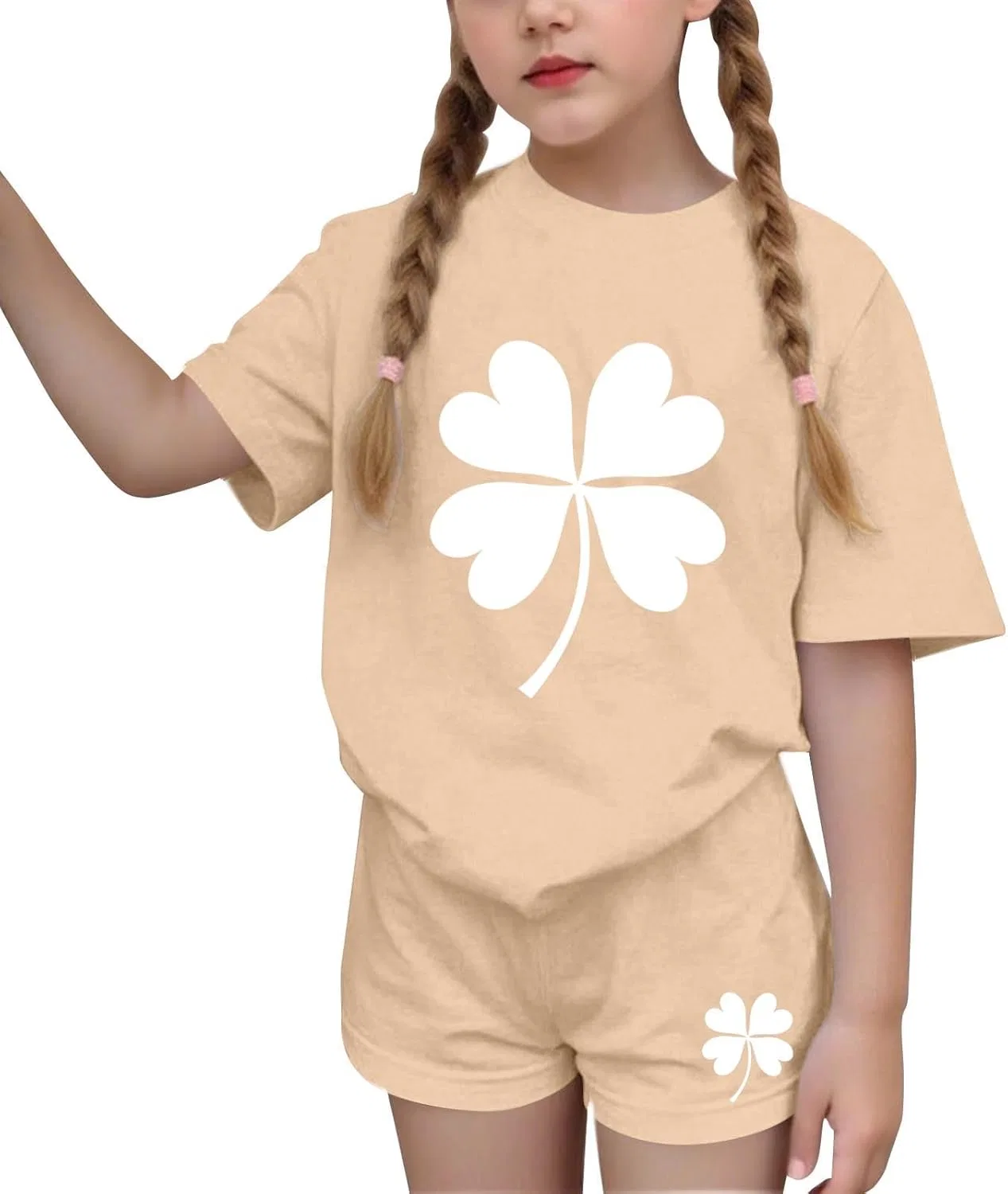 Детский спортивный костюм с принтом Shamrock, Zzalalana, Beige