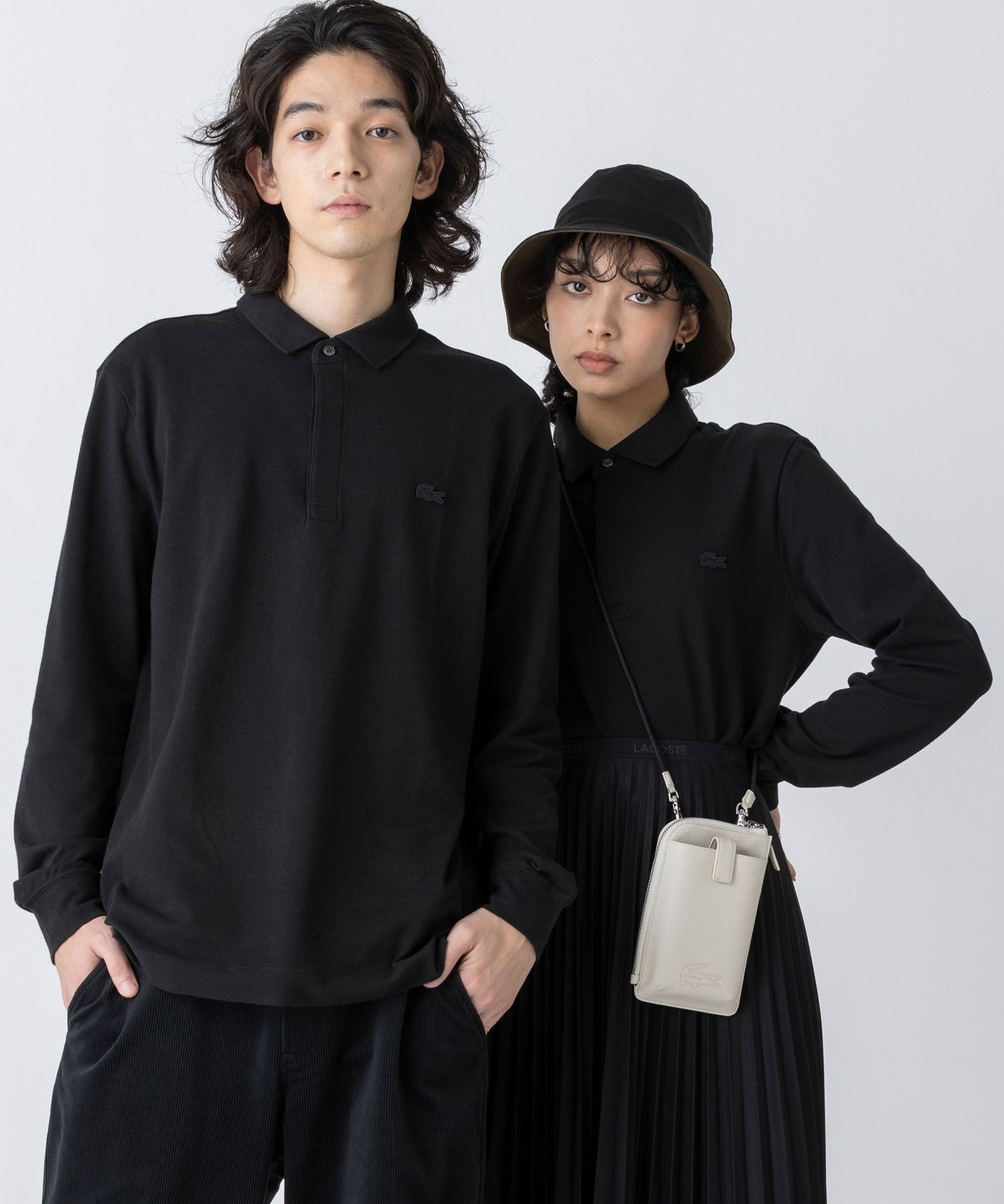 Рубашка-поло с длинными рукавами и планкой спереди LACOSTE, Black