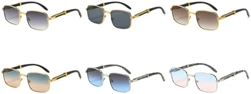 

Винтажные квадратные солнцезащитные очки для мужчин, модные градиентные очки с защитой от УФ-излучения UV400 для женщин, панк-металлические очки MTZJH, Gold-bluepink