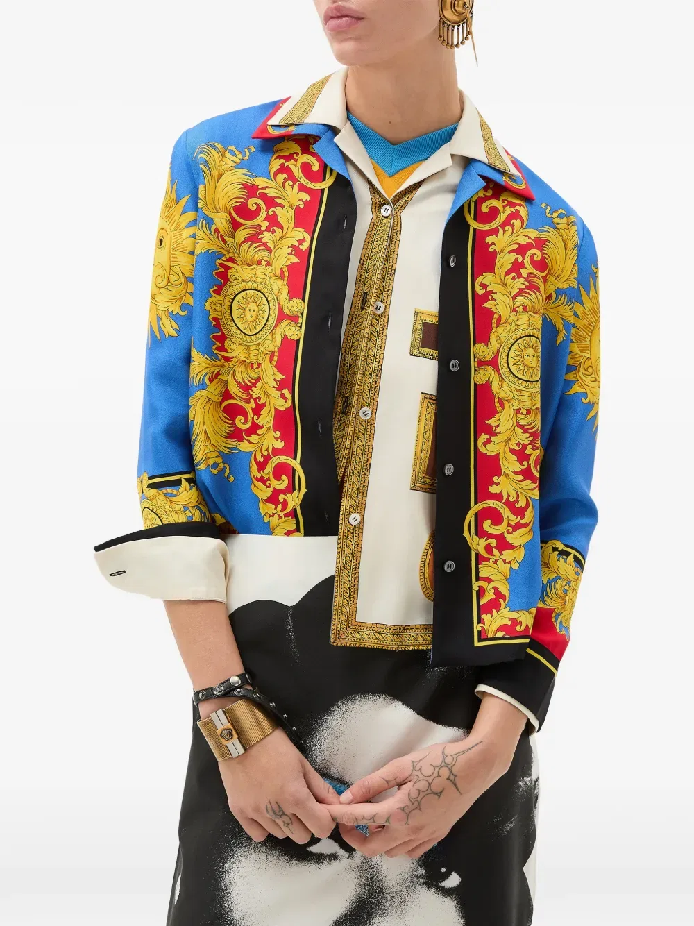 Рубашка с принтом Versace, синий — фото 3