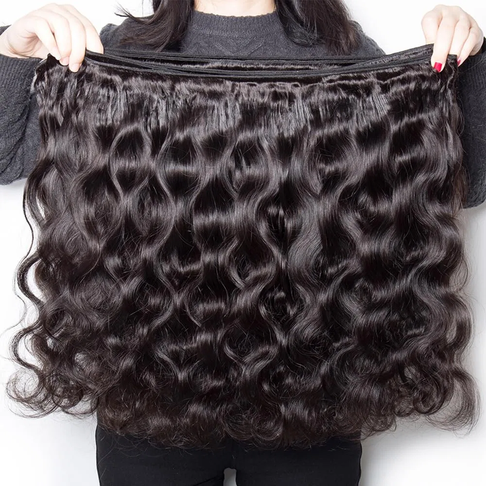 Натуральные человеческие волосы для наращивания Body Wave, 2 пучка Auokmar, #1B-Bb — фото 4