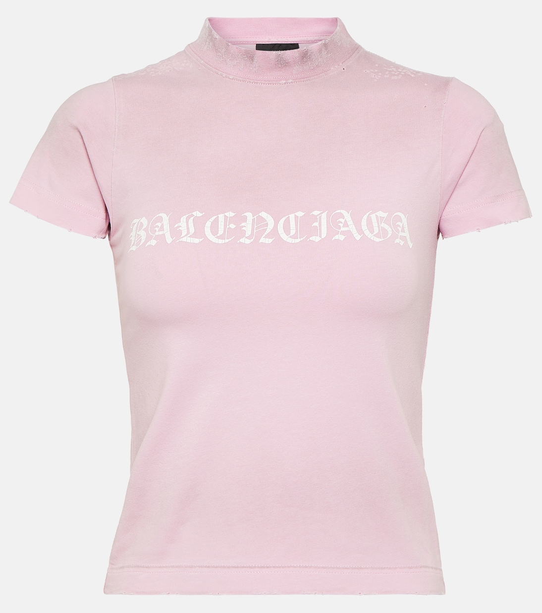

Обрезанная хлопковая футболка из джерси Balenciaga, Light Pink/White