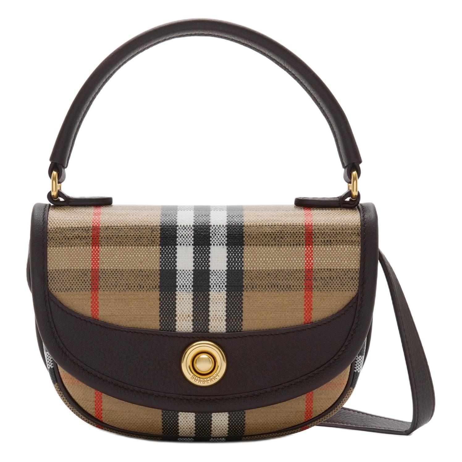 

Burberry Хлопковая мини-сумка через плечо женская песочная