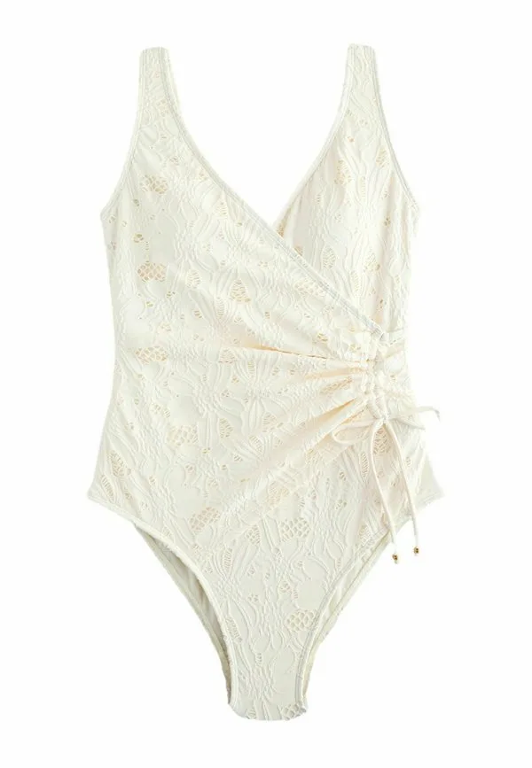 Купальник с присборенными боками, подчеркивающий фигуру Next, Cream Broderie