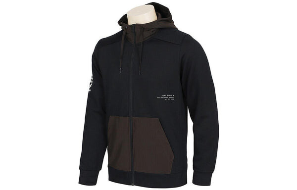 Куртка Nike Solid Color Alphabet Zipper Hooded Jacket Men's Black, черный — фото 2