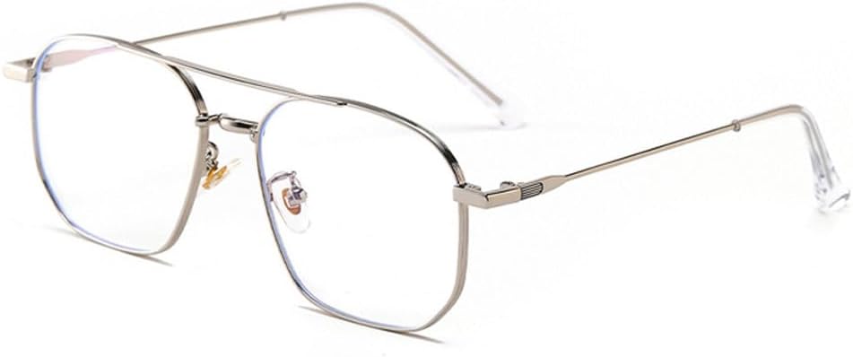 

Ретро солнцезащитные очки с двойной перемычкой и металлической оправой, модные женские очки с прозрачными линзами цвета океана, защита от УФ-излучения UV400, трендовые мужские солнцезащитные очки TKKTLLT, Silver Clear