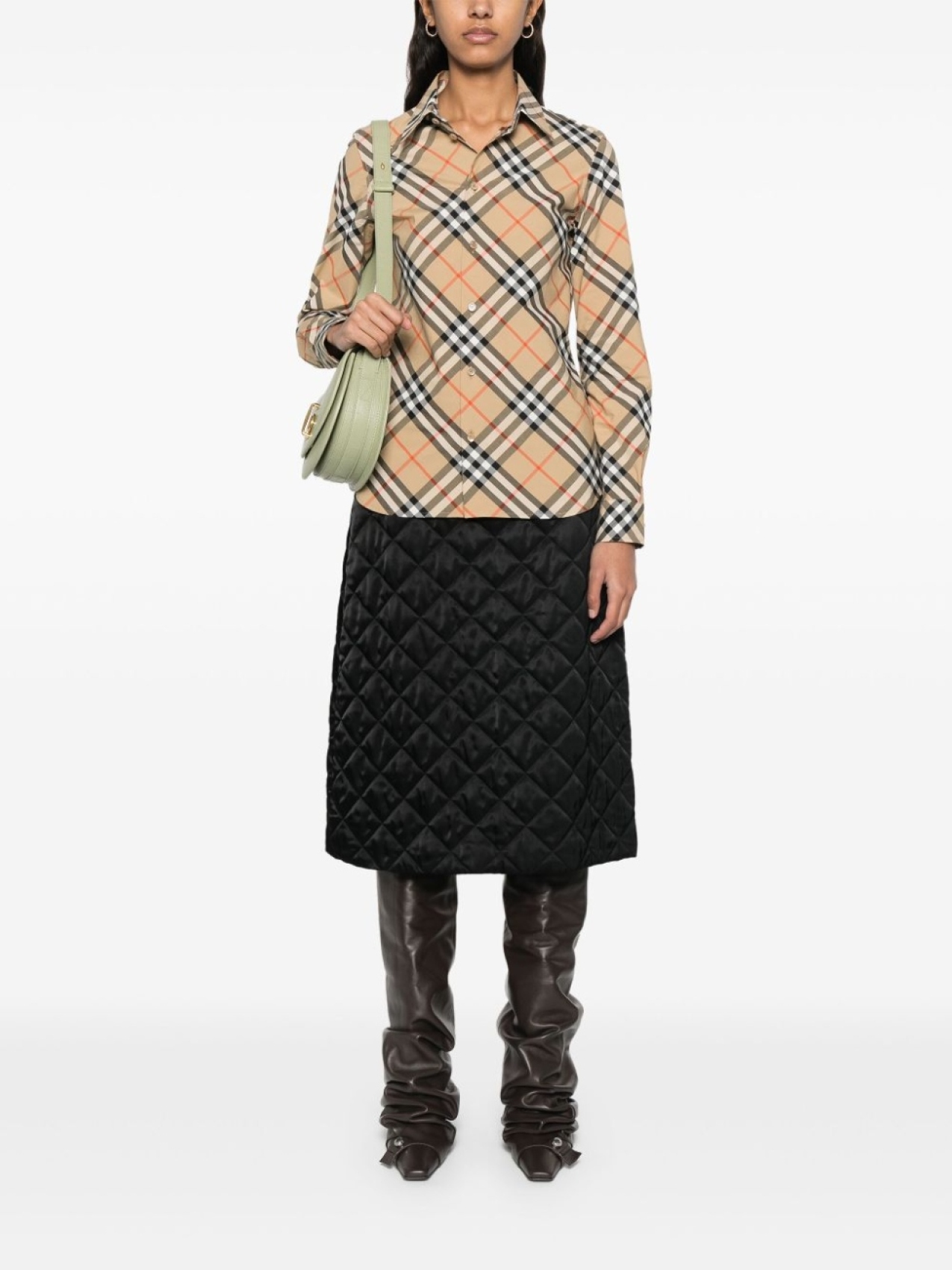 Рубашка Burberry, винтажная клетка, нейтральный цвет — фото 2