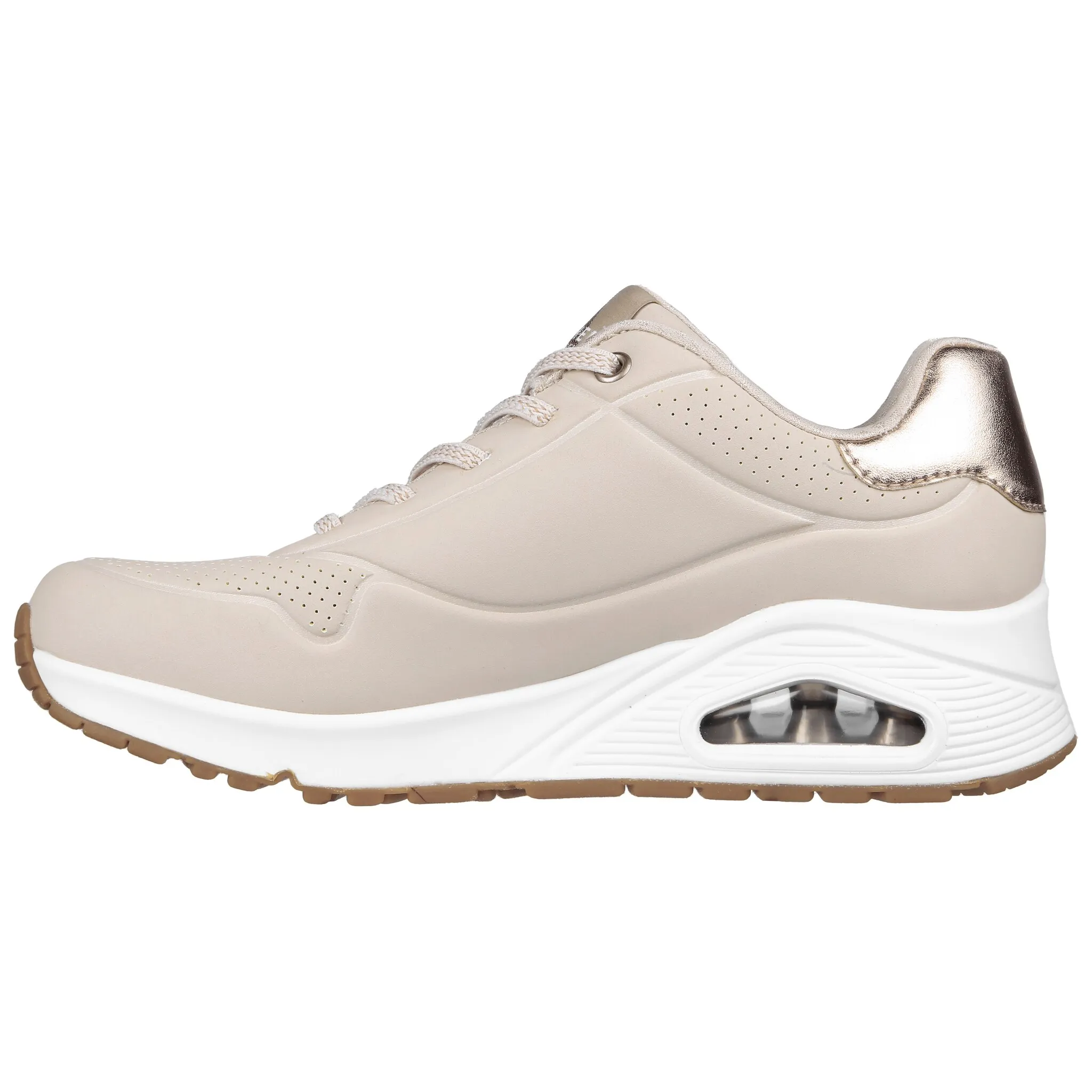 Слипоны Skechers "UNO SHIMMER AWAY", тапочки, повседневная обувь, полуботинки на модной танкетке, цвет Natur — фото 4