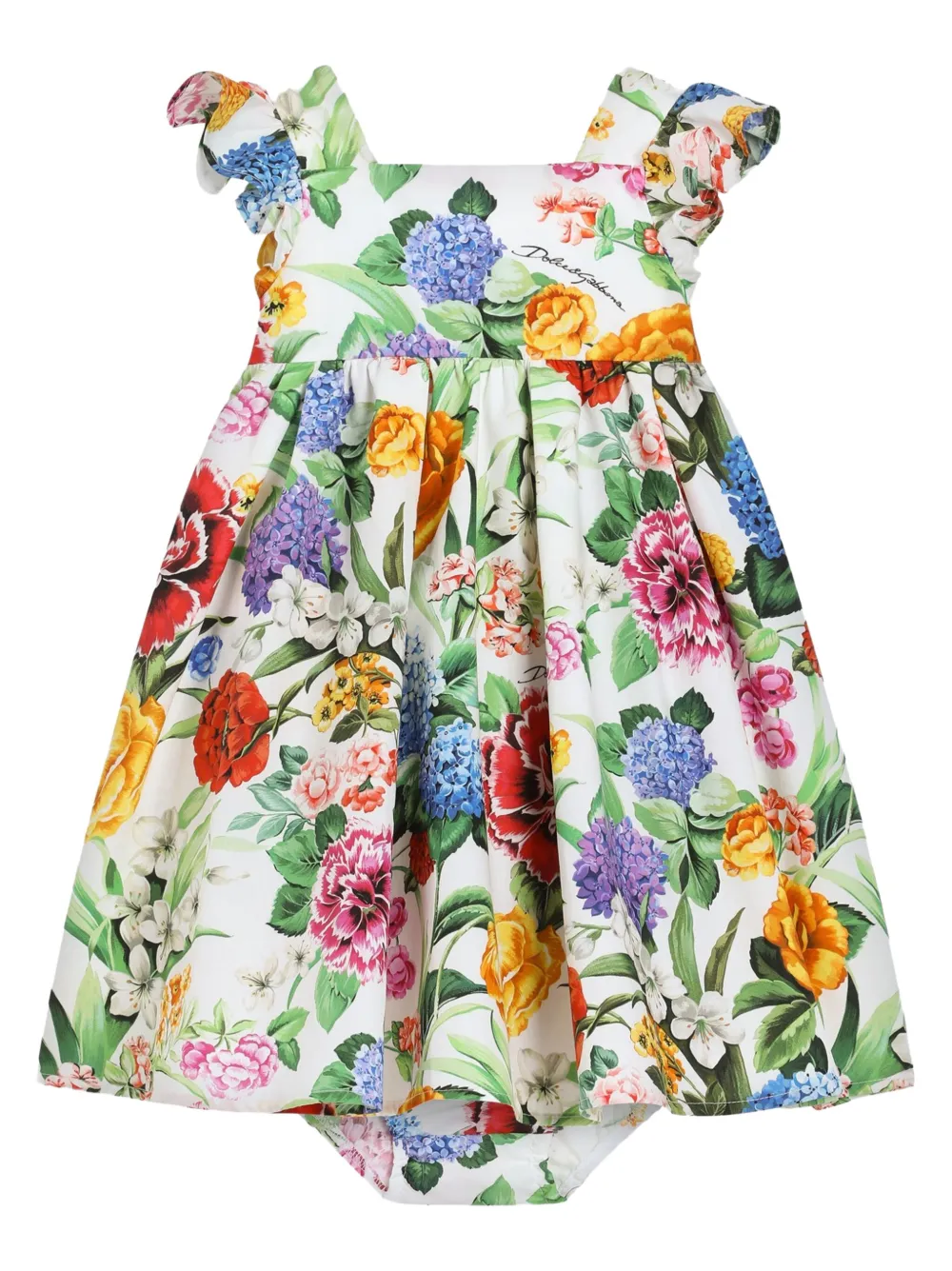 

Платье с цветочным принтом Dolce & Gabbana Kids, белый