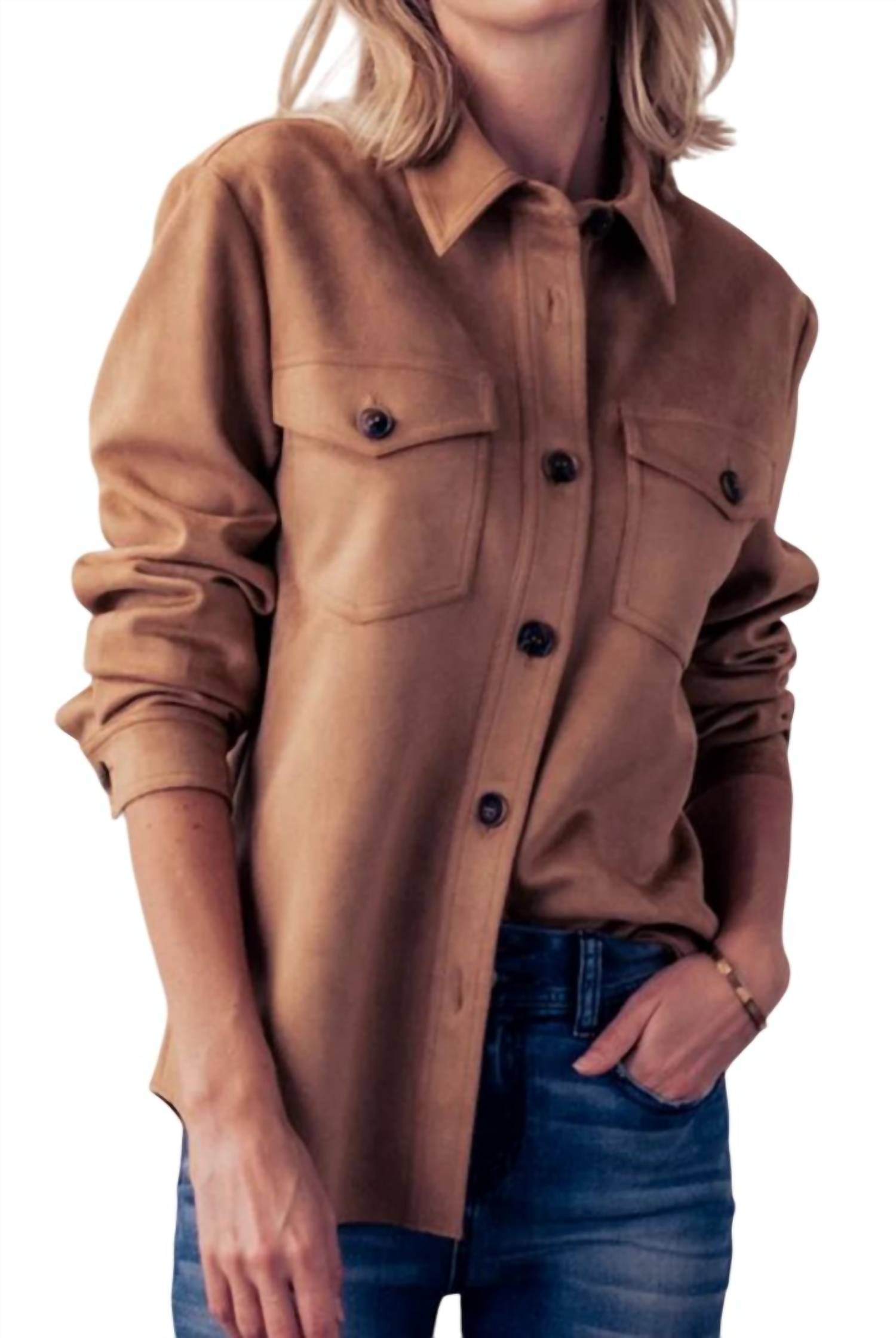 

Куртка Trucker из замши цвета Camel LOVE TREE