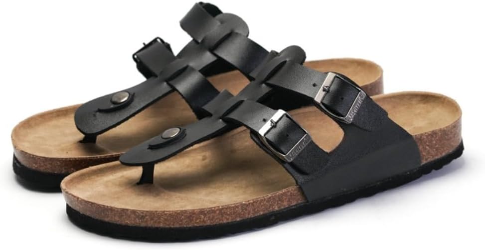 Мужские сандалии Geerta Strappy Jesus, широкие шлепанцы, пробковая стелька, водные тапочки, носить на пляже, легкие, дышащие, нескользящие, домашние шлепанцы, удобная обувь для летнего отдыха, черный — фото 2