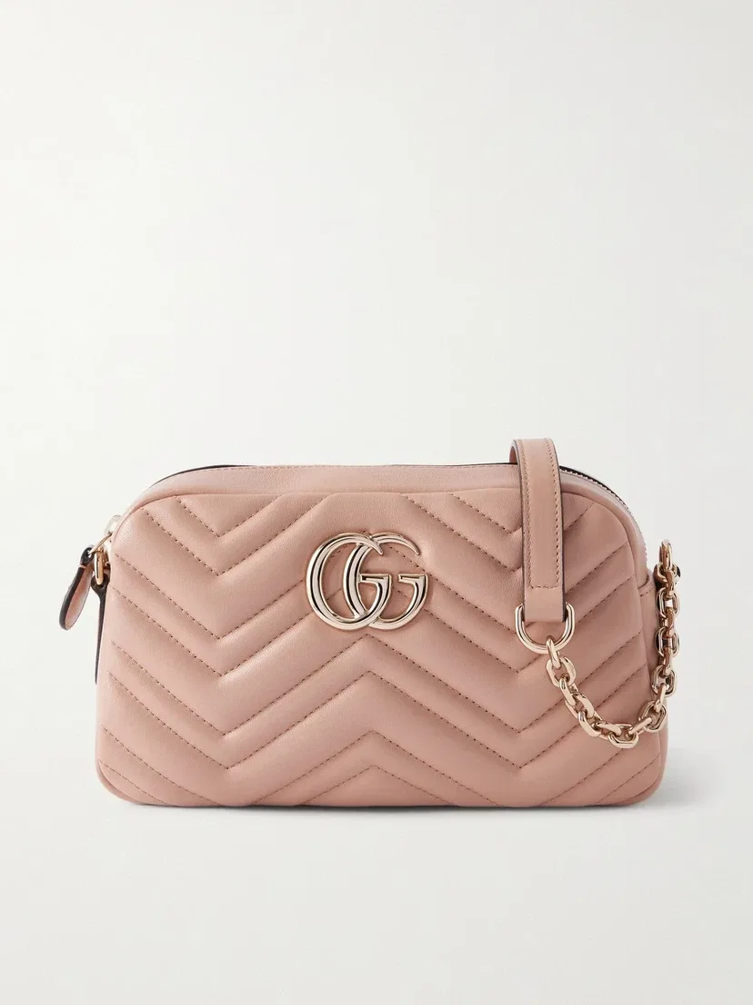 Сумка на плечо из стеганой кожи GG Marmont GUCCI, розовый