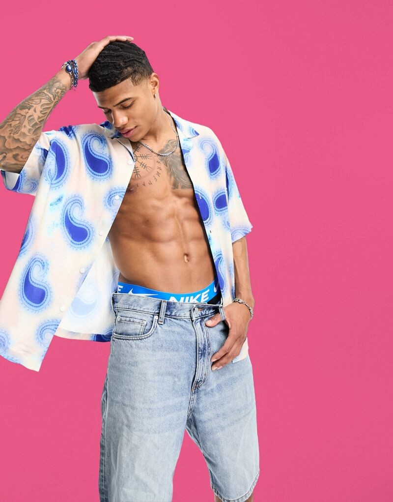 

Розовая рубашка свободного кроя с размытым пейсли ASOS DESIGN