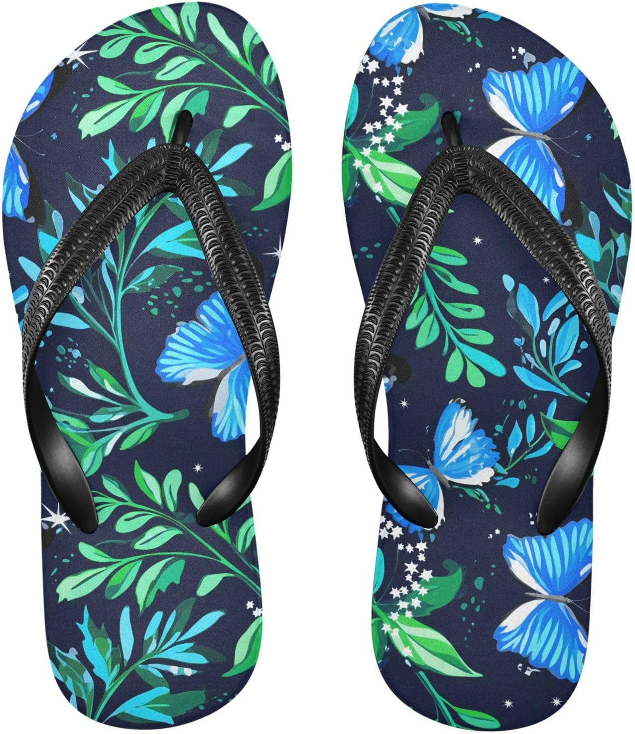 

Вьетнамки с бабочкой, синие шлепанцы для пляжа, резиновые нескользящие летние тапочки, обувь для мужчин и женщин для ходьбы Sinestour