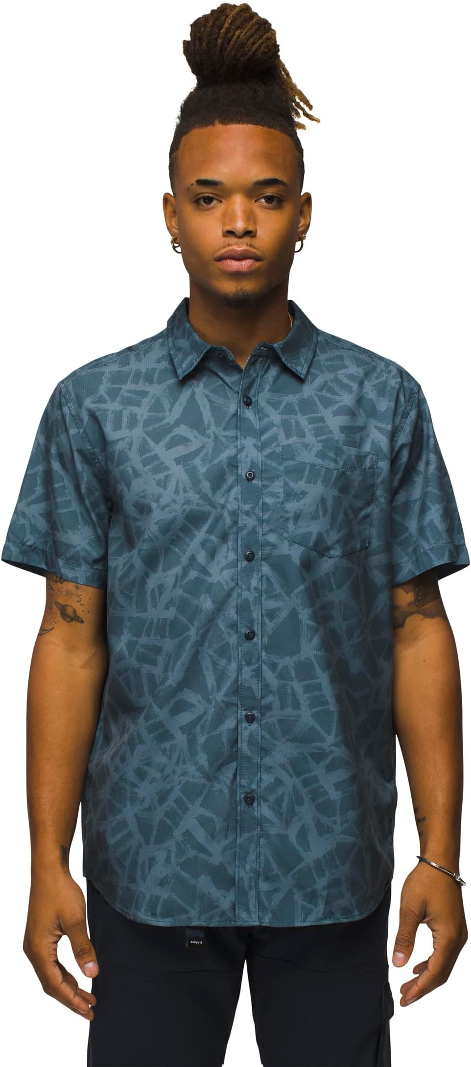 

Рубашка Prana Lost Sol Printed Short Sleeve Shirt Standard Fit, цвет Grey Blue Cracked Earth