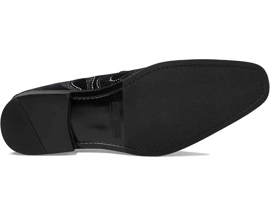 Лоферы Stacy Adams Swainson Embroidered Slip-On Loafer, Black/Silver — фото 3
