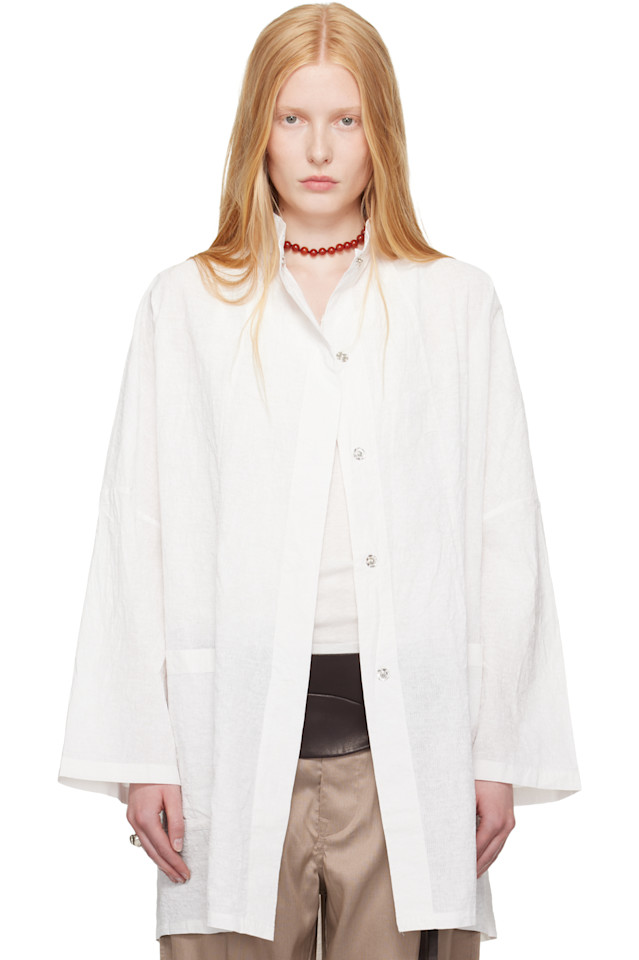 

Рубашка белая spiaggia Emporio Armani Work Shop Our Legacy, цвет granita cotton