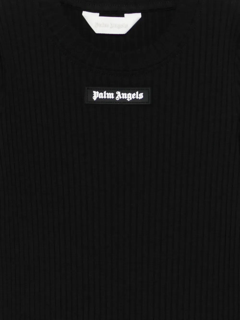 Платье с длинными рукавами в рубчик Palm Angels Kids, черный — фото 3