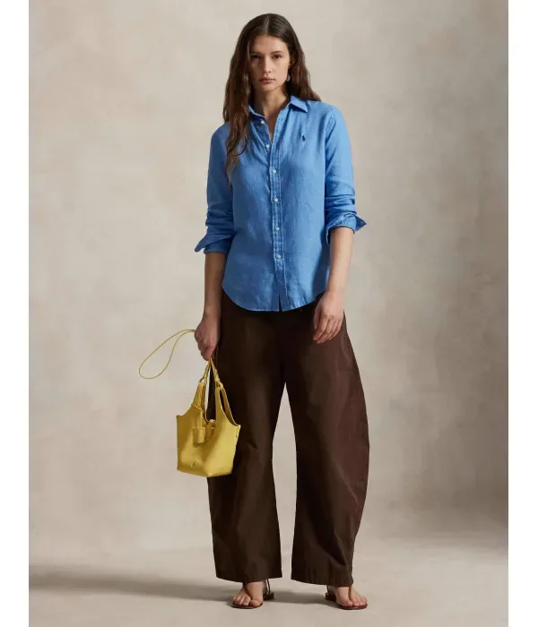 Льняная рубашка classic fit Polo Ralph Lauren, небесно-голубой — фото 2