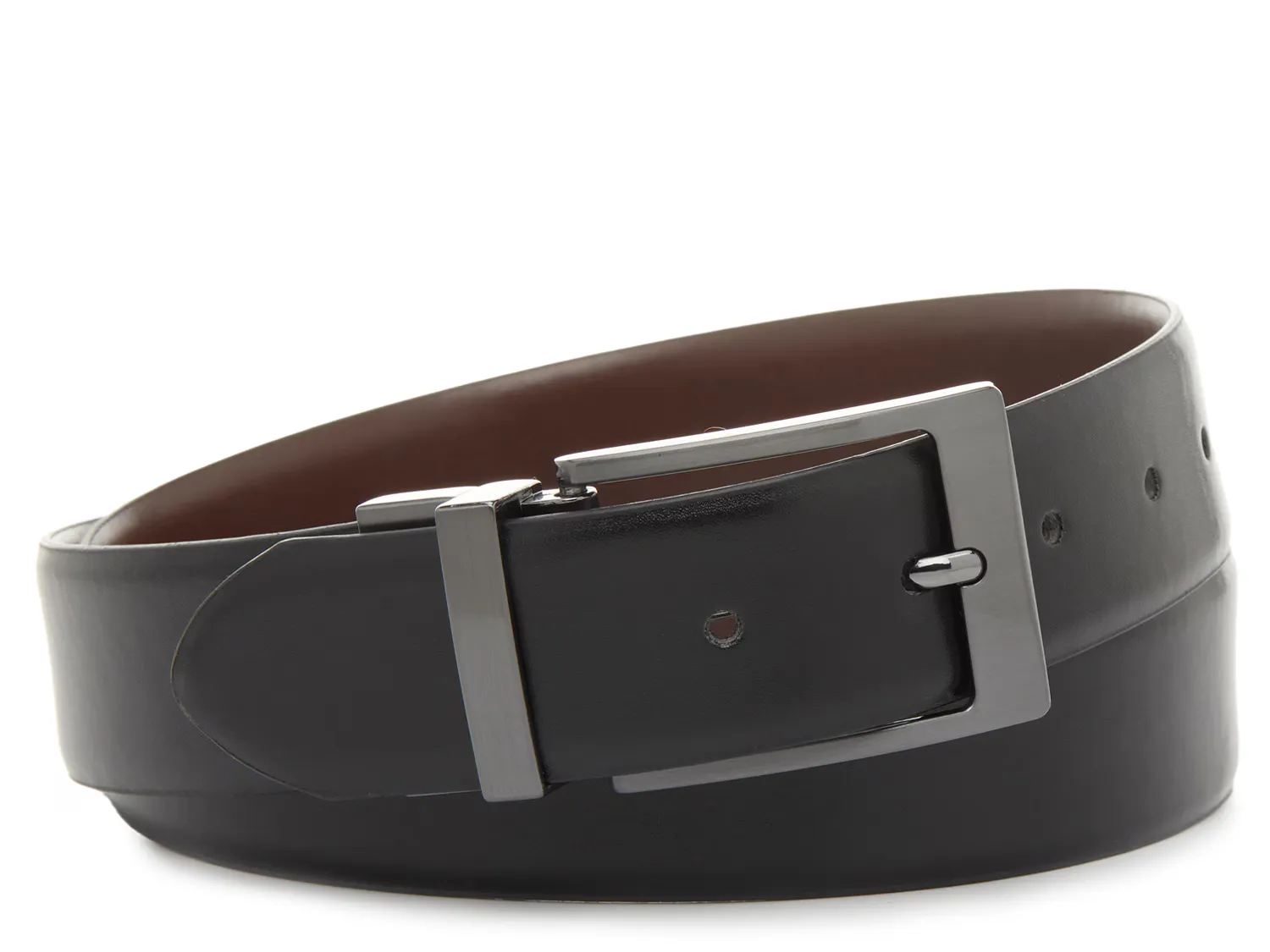 

Ремень Classic Burnished Reversible Belt Steve Madden, черный/темно-коричневый