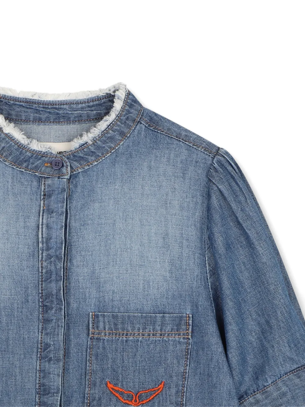 Рубашка с вышивкой и бахромой Zadig & Voltaire Kids, синий — фото 3