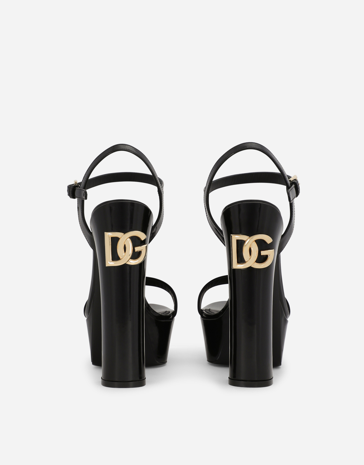 Босоножки на платформе из полированной телячьей кожи Dolce & Gabbana, черный — фото 2