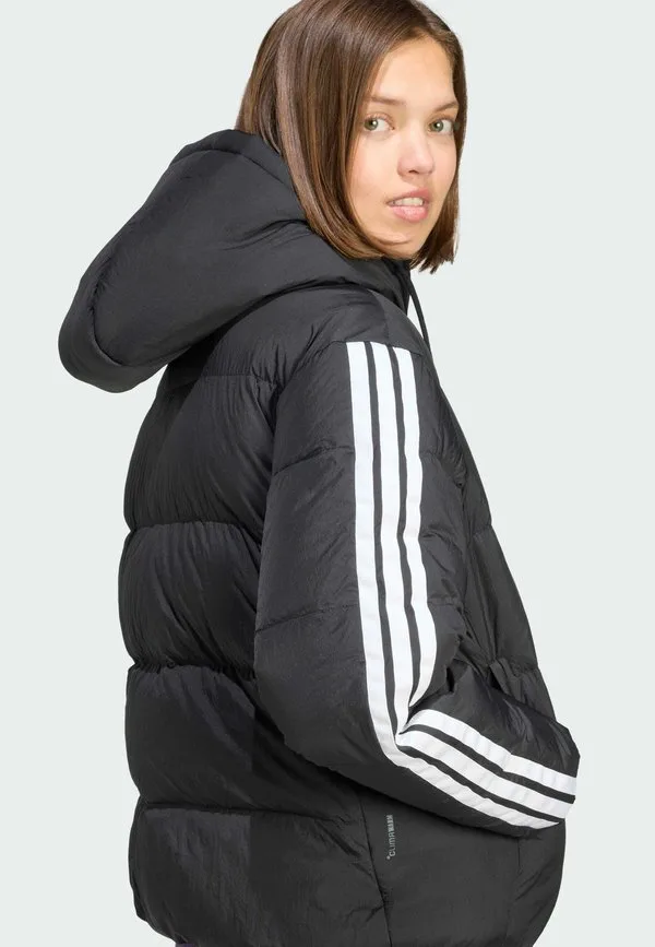 Пуховая куртка essentials climawarm stripes с капюшоном Adidas Sportswear, Black — фото 4