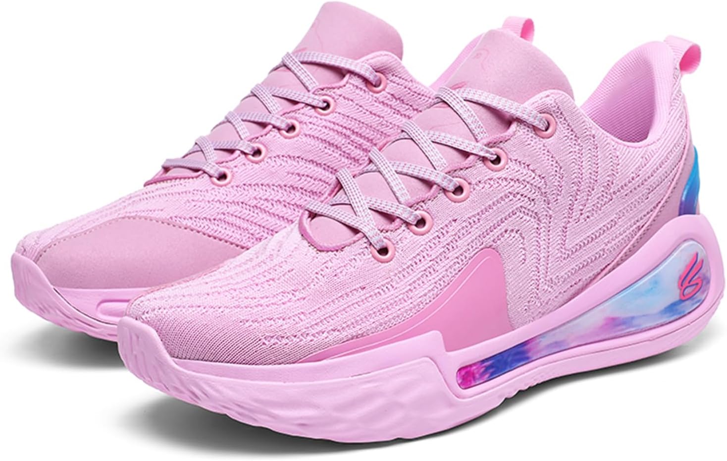 

Мужские дышащие баскетбольные кроссовки QAOTEROD средней посадки с противоскользящей амортизацией, круглым носком и дышащей шнуровкой, модные спортивные обувь, подходящие для бега, бадминтона и фитнеса, розовый