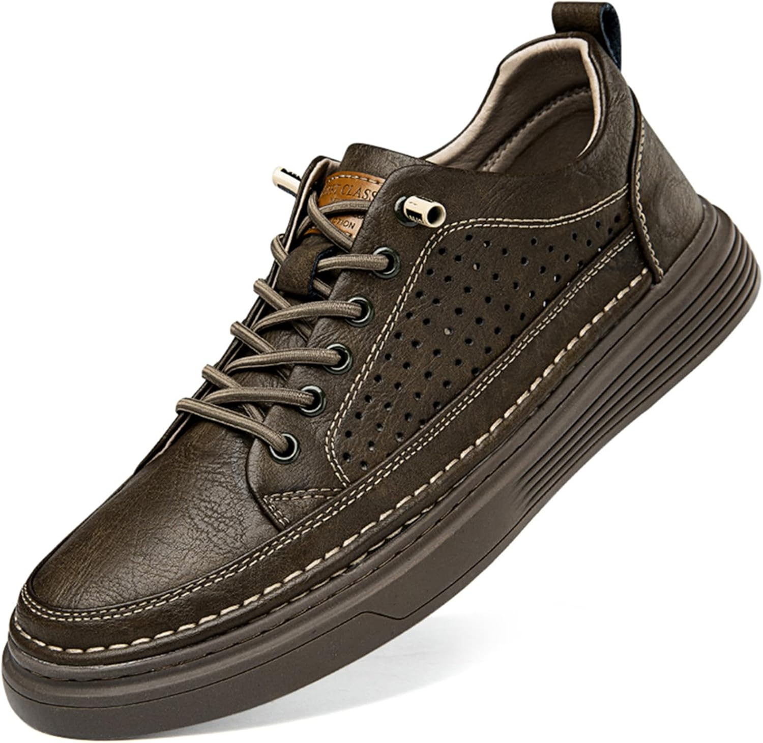 

Мужские повседневные обувь, модные кожаные низкие кеды, дышащие удобные прогулочные туфли для мужчин Abborora, хаки