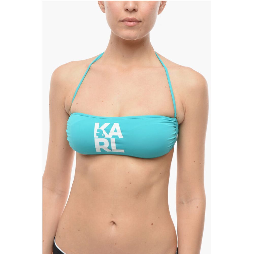 

Однотонный топ-бандо с контрастным напечатанным логотипом Karl Lagerfeld, Light Blue