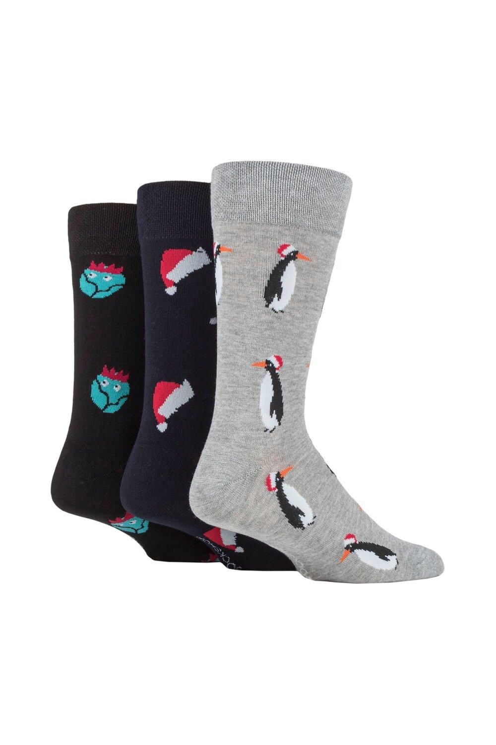 

3 пары рождественских бамбуковых носков SOCKSHOP Lazy Panda, мультиколор